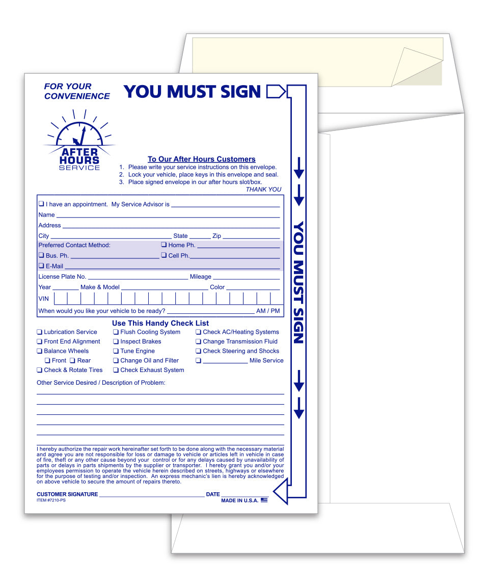 Standard After Hours Envelope - Self Seal