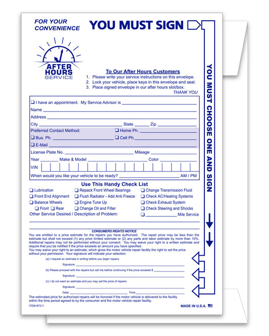 Multi-Choice After Hours Envelope