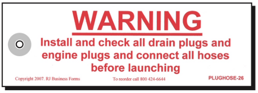 Plugs/Hoses Warning Tag (PLUGHOSE-26)